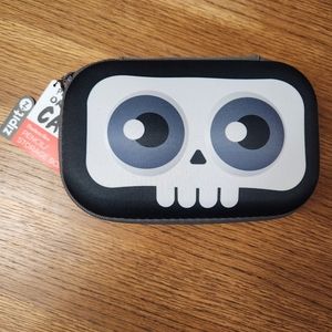 NWT Zipit Creature Case Skull Print 3D Pencil, Storage Travel Case.